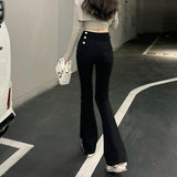 yipinpay Vintage High Waist Women Skinny Straight Jeans Sense of Design Streetwear Korean Fashion Mom Denim Trouser Flare Pants