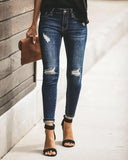 Yipinpay sale woman ripped jeans fashion trendy stretch slim denim jeans street casual pencil pants S-2XL drop shipping