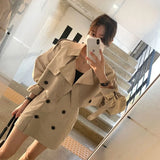 Yipinpay Lady Temperament Big Lapel Double Breasted Trench Jacket Short + Wrap Hip Mini Skirts Casual Vintage Sets Fashion Korean
