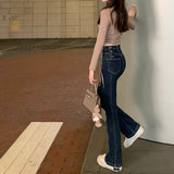 yipinpay Vintage High Waist Women Skinny Straight Jeans Sense of Design Streetwear Korean Fashion Mom Denim Trouser Flare Pants