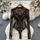 Yipinpay Women Sexy Backless Rompers Fashion Korean Style Bodycon Jumpsuits 2024 Autumn Streetwear Slim Short Print Bodysuits