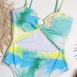 Yipinpay Waist Wone One Pieces Swimsuit Female Tie Dye Swimwear For Women Bathing Suit Push Up Monokini Swimming Suit Beachwear