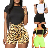 Yipinpay Fashion Womens Spandex Bib Shorts 2023 Summer Casual Solid Color High Waist Rompers Trousers