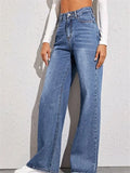 Yipinpay New High Waist Loose Jeans For Women Fashion Casual Denim Wide Leg Pants Street Casual Trousers Global Drop Shipping