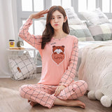 Yipinpay Winter New Long-Sleeved Pajamas Women's Casual Sleepwear Cute Cartoon Nightwear Women's Home Clothes Casual Nightgown