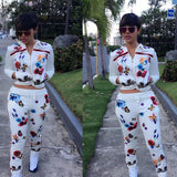 Yipinpay Piece Sets African Sets For Women New African Print Elastic Bazin Baggy Pants Rock Style Dashiki Sleeve Famous Suit For Lady