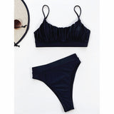 Yipinpay Women Swimsuit Female Swimwear 2023 Bikini High Waisted Bikini Set Push Up Bathing Suit Ruffle Swimming Suit Beachwear Swimsuit