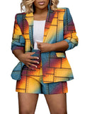 Yipinpay Fall New Style Women's Clothing Independent Station Fashion Temperament Printed Suit Shorts