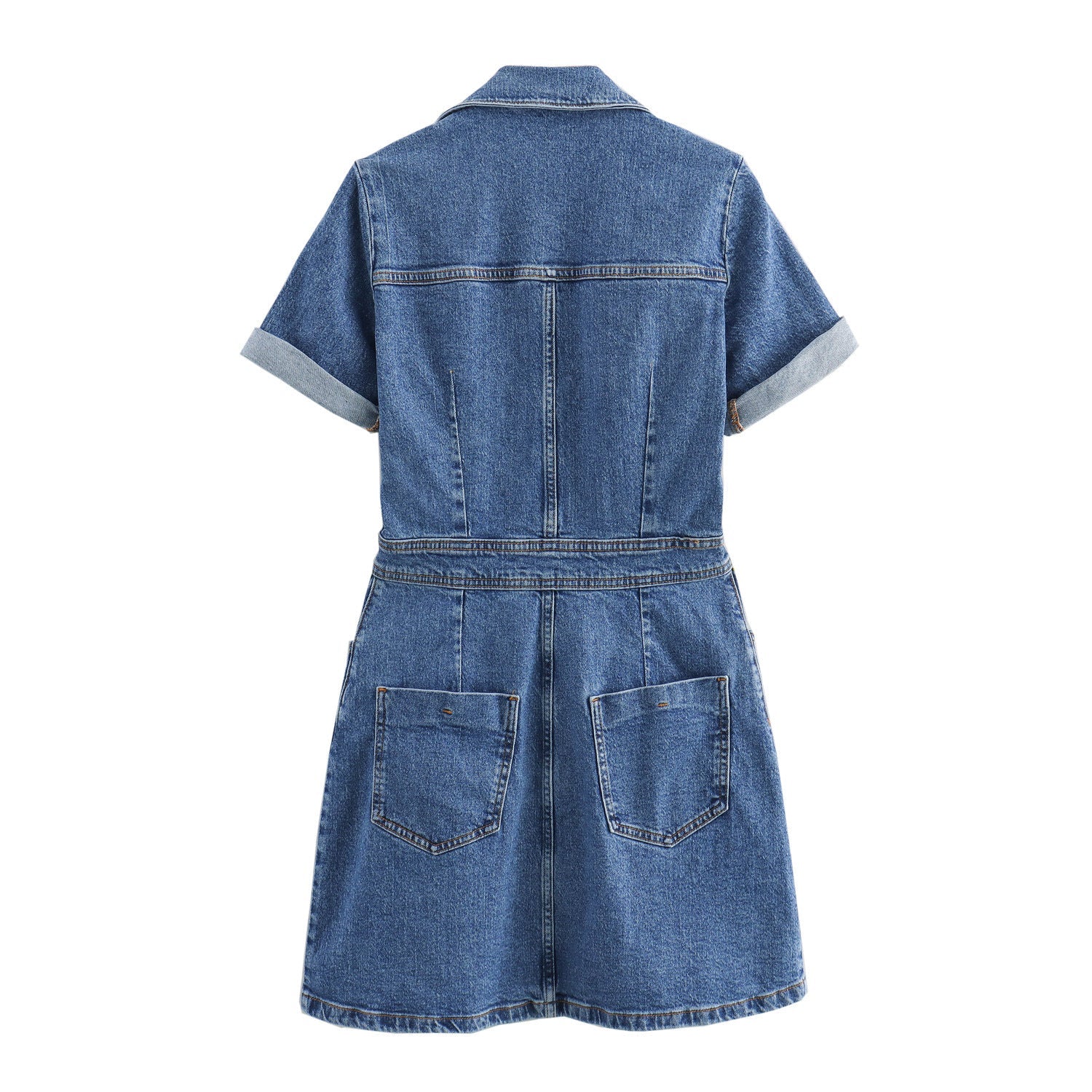 Yipinpay Spring Denim Waist Short-Sleeved Mini Dress 1879038
