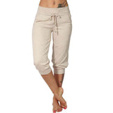 Yipinpay Women's Seven-Cent Pants, Leisure, Slim, High-Waisted Rope Pocket, Sports Pants, Fitness Training, Running Casual Pants