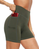 Yipinpay Shorts Tight Three-Point Pocket High-Waist Elastic Fitness Training Exercise Shorts