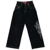 Yipinpay Men's Jeans Y2K Bag Vintage JNCO High-Quality Pattern Hip-Hop Street Leisure Men Harajuku Wide Legs