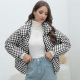 Yipinpay Plaid Women's Coat Bread Jacket Warm Down Cotton-Padded Jacket Women's Cotton-Padded Jacket