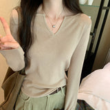 Yipinpay Knitted Sweater For Girls In Autumn And Winter, The New Style Is Chic And Beautiful, With A Slim Bottomed Sweater In The Collar