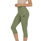 Yipinpay Women's Yoga Pants Large Size Seven Cents Trousers Pocket Solid Color High Waist Fitness Exercise Leggings
