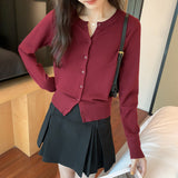 Yipinpay Single-Breasted Knitted Cardigan Jacket Women's Autumn And Winter New Style Underwear Soft Waxy Leisure Lazy Sweater