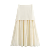 Yipinpay New Gold Button Knitted Vest Small Pleated Spliced Skirt Suit