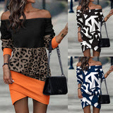 Yipinpay Independent Station Autumn And Winter New Style Shoulder Fashion Printed Dress In Stock