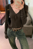 Yipinpay Style Breasted Large V-Necked Knitted Sweater Women's Autumn And Winter New Long-Sleeved Cardigan And Short Blouse