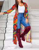 Yipinpay Autumn And Winter Women's Wear New Long-Sleeved Printing Long-Style Leisure Long-Style Coat