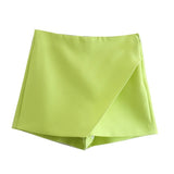 Yipinpay New Korean Version Of High Waist And Long Legs Asymmetrical Candy Colored Skirt Skirt Pants