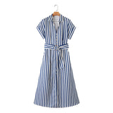 Yipinpay New Striped Blended Shirt Dress 2157058