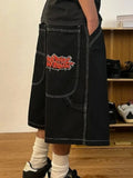 Yipinpay Y2K Vintage Denim Shorts Men's Harajuku Punk High-Waisted Denim Shorts