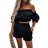 Yipinpay Style 2024 Women's Wear Ebay Summer New Leisure Short-Sleeved Suit Two-Piece Suit
