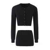 Yipinpay New Single-Breasted Cardigan Sweater With Buttocks A-Shaped Knitted Half Skirt