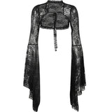 Yipinpay Sexy Thin Cos Horn Sleeve Lace Cardigan Temperament Dark Jacket Girl