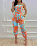 Yipinpay New Style Independent Station Fashion Braces Fashion Style Printed Conjoined Trousers Spot Girl