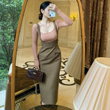 Yipinpay The Spring Of 2024, European Products Wear A Long-Sleeved T-Shirt Blouse To Show Their Breasts, Slim Their Breasts, And Tighten Their Collarbones, Large U-Necks, Square Neckline And Bottom Shirts.