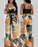 Yipinpay Independent Station Spring And Summer New Fashion Printing Suspenders To Attract 2-Piece Sets Of Trousers