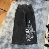 Yipinpay Street Clothing Jeans Y2K Pants Hip-Hop Embroidered Jeans Loose Jeans Harajuku