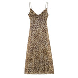 Yipinpay Spring Style Animal Print Silk Mesh Slim Sling Dress 5039474