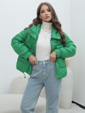 Yipinpay Station Down Cotton-Padded Jacket 2024 New Women's Winter Thickened Cotton-Padded Jacket Popular Style Bright Color Vertical Collar Cotton-Padded Jacket