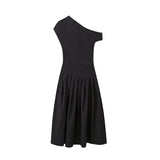 Yipinpay New Summer Dress With A High Waist And A Slim, Asymmetrical Long Dress In Solid Color