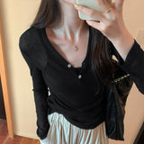 Yipinpay Long Sleeves, Slightly Penetrating Top Girl Autumn, New Korean Style Minority Loose Pullover Sweater Ins