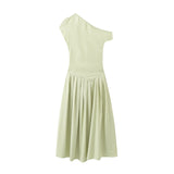 Yipinpay New Summer Dress With A High Waist And A Slim, Asymmetrical Long Dress In Solid Color