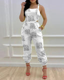 Yipinpay New Style Independent Station Fashion Braces Fashion Style Printed Conjoined Trousers Spot Girl