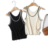 Yipinpay Basic Round Collar Sling Sleeveless Knitted T-Shirt In Spring