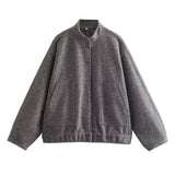 Yipinpay 2024 New Vertical Collar Loose Version Multicolor Women's Woolen Casual Coat 5070629