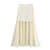 Yipinpay New Gold Button Knitted Vest Small Pleated Spliced Skirt Suit