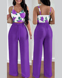 Yipinpay Independent Station Spring And Summer New Fashion Printing Suspenders To Attract 2-Piece Sets Of Trousers