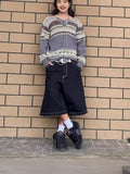 Yipinpay Y2K Vintage Denim Shorts Men's Harajuku Punk High-Waisted Denim Shorts