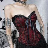 Yipinpay Dark Wind Design Sense Chest Vest Sexy Slim Lace Girdle Waist Show Thin Bandage Blouse