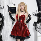 Yipinpay Autumn New Sexy Halter Dress Dark Death Note Leather Strap A Pendulum Dress For Women