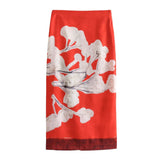 Yipinpay New Blended Printed Split Straight Skirt 2394119