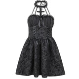 Yipinpay Halloween Dress A New Winter Style Dress With A Cross Neck And A Dark Waist