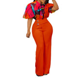 HOT SALE🔥 FREE SHIPPING🚚 The New 2023 Summer Printing Collar Long Sleeve Shirt Jacket Wide-Legged Trousers Fashion Suits Two-Piece Outfit 423